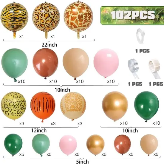 Jungle Safari Balloons Garland Kit for Birthday or Baby Shower Decor {1}