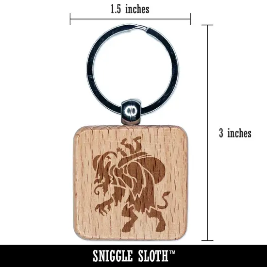 Krampus Christmas Monster Demon Devil Engraved Wood Square Keychain Tag Charm {2}