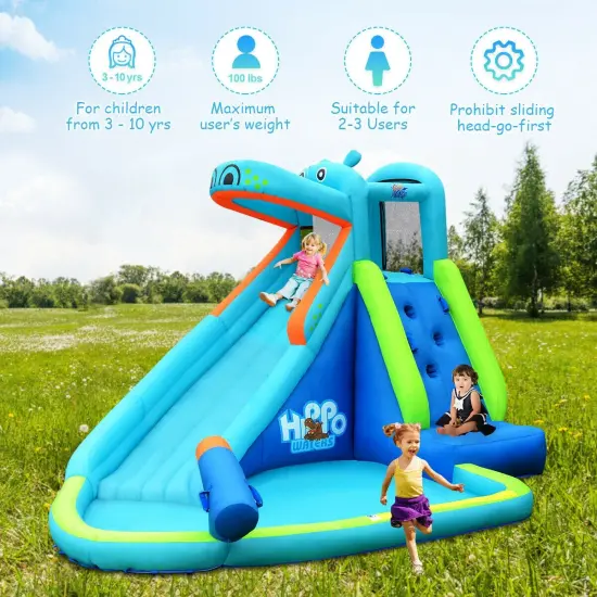 Hippo Inflatable Water Slide Bounce House with Air Blower {3}