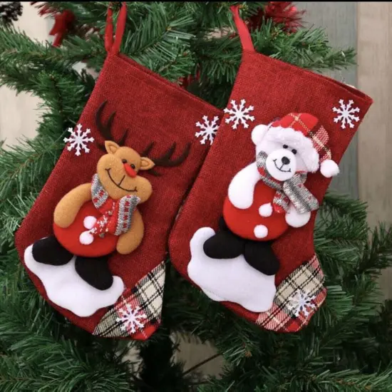 4PCS Christmas Stocking Santa Candy Gift Bag Sock Ornaments {3}