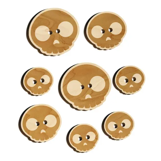 Witty Skull Icon Wood Buttons for Sewing Knitting Crochet DIY Craft {7}