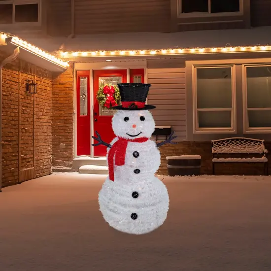 Northlight 4' Lighted Pop-Up Snowman Outdoor Christmas Decoration White {3}