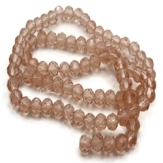 82 6mm Pink Glass Faceted Round Beads {3}