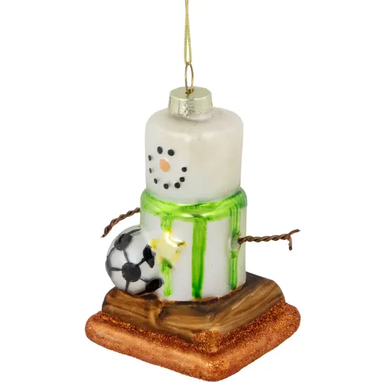 Northlight 3.5" Soccer Smore Glass Christmas Ornament White {6}