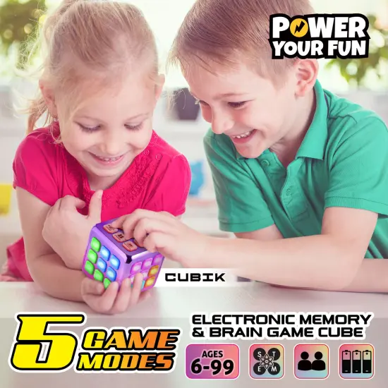 Power Your Fun Cubik LED Flashing Cube Memory Game - Metallic Pink/Purple {2}