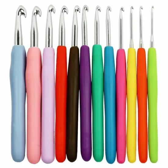 Kitcheniva Soft Handle Aluminum Crochet Hooks 12PCS Set {1}
