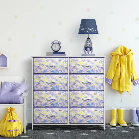 Sorbus Extra Wide Dresser Organizer With 8 Drawers - Large Storage Furniture for Bedroom, Hallway, Living Room, Nursery & Closet Tiedye purple/yellow {4}