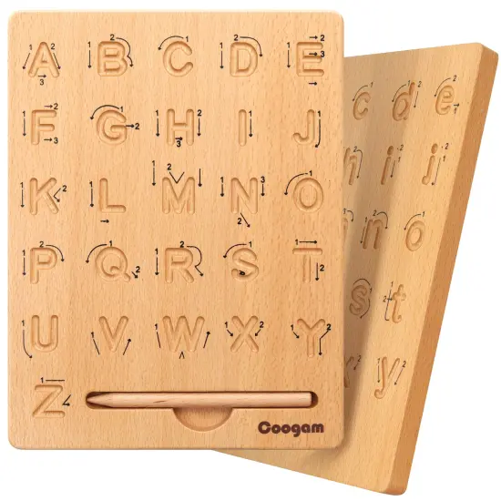Wooden Letters Practicing Board, Double-Sided Alphabet Tracing Tool Learning to Write ABC Educational Toy Game Fine Motor Montessori Gift for Preschool 3 4 5 Years Old Kids {2}