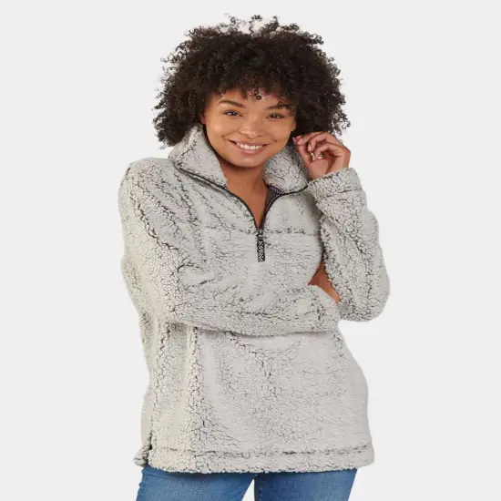 Unisex Sherpa Fleece Quarter Zip Pullover | RADYAN&reg; Navy/ frosty grey {5}