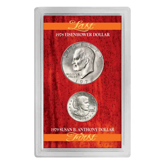 Last Eisenhower Dollar & First Susan B. Anthony Dollar {1}