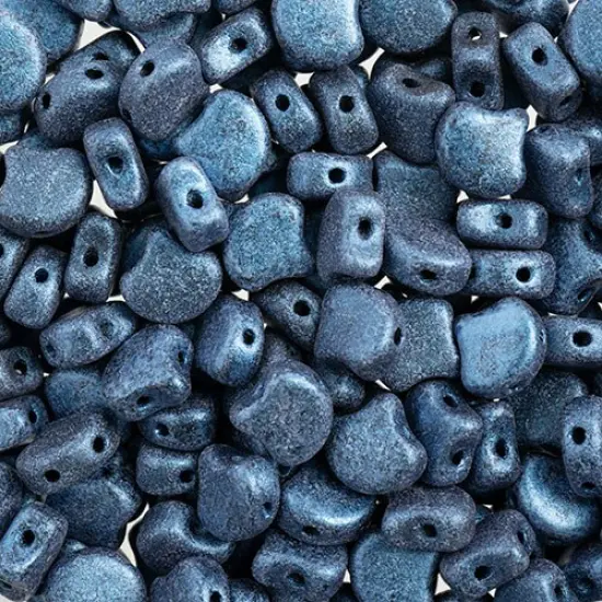 John Bead Czech Glass Jet Color Metallic Suede Ginko Beads, 50g Blue {1}