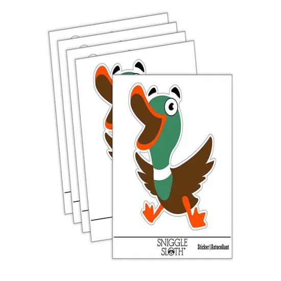 Excited and Happy Mallard Duck Cartoon Waterproof Vinyl Phone Tablet Laptop Water Bottle Sticker Set - 5 Pack {2}