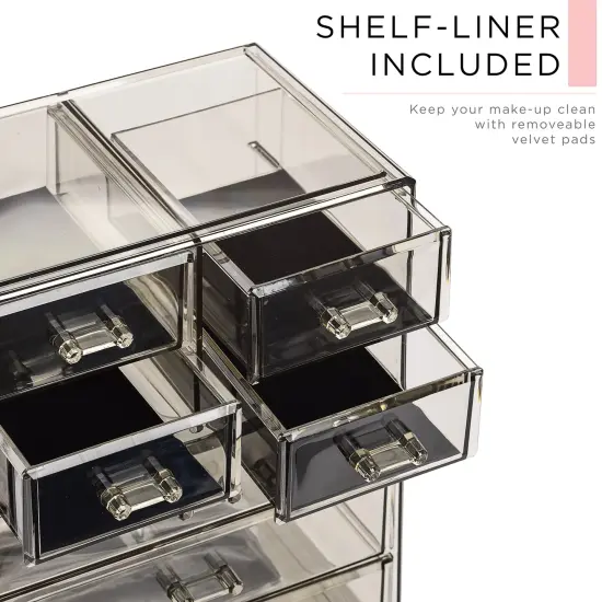 Sorbus Medium Makeup Organizer Set - (3 Large / 4 Small Drawers/Top Tray) Black {4}