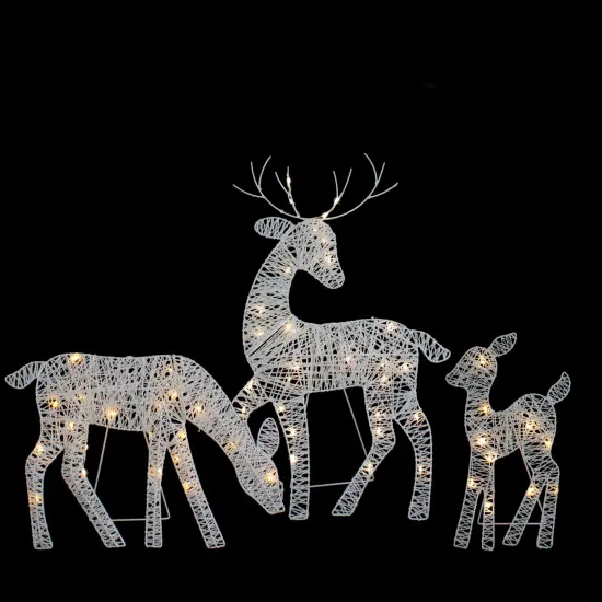 Northlight Set of 3 LED Lighted White Reindeer Family Outdoor Christmas Decorations 29" {4}