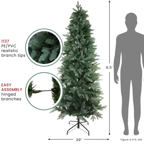 Northlight Real Touch&trade;️Slim Washington Frasier Fir Artificial Christmas Tree - 6.5' - Unlit Green {5}