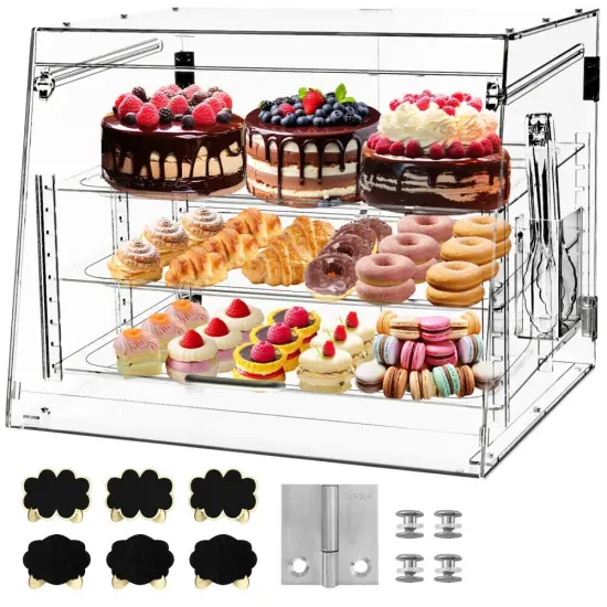 Adjustable Acrylic Pastry Display Case for Countertop Bakery Showcase {2}