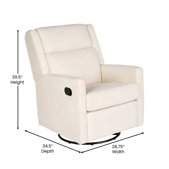 Merrick Lane Dara 3-in-1 Traditional Manual Recliner Rocker Swivel Glider Chair Cream {6}