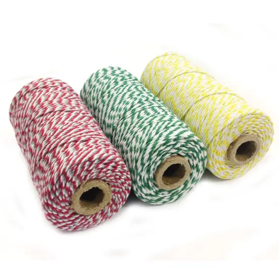 Wrapables Cotton Baker's Twine 12ply 330 Yards (Set of 3 Spools x 110 Yards) for Gift Wrapping, Party Decor, and Arts and Crafts (Yellow, Dark Green, Red & Grey) {2}