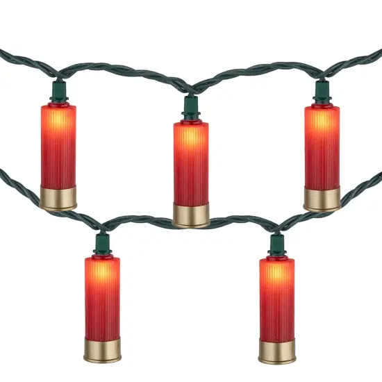 Northlight Shotgun Shells Patio Light Set - Red and Gold - 6' Green Wire - 10ct {3}