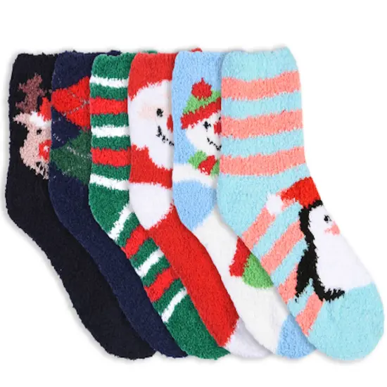 6 Pairs Cozy Christmas Crew Socks {2}