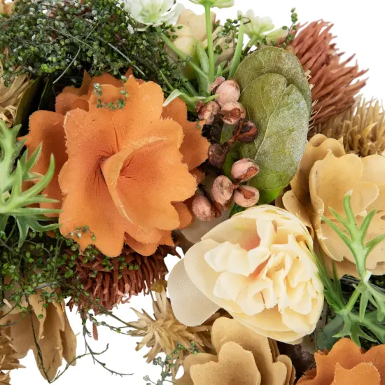 Northlight Mixed Floral Artificial Spring Wreath - 9.75" - Beige and Peach {6}