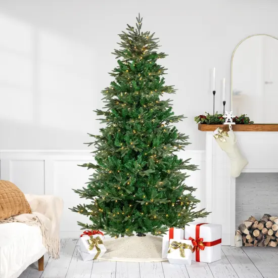 Northlight Real Touch™️ Pre-Lit Full Hudson Fir Artificial Christmas Tree - 7.5' - Warm White LED Green {1}
