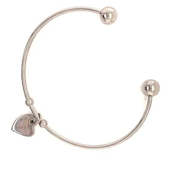 Stainless Steel Cuff Bracelet With Engravable Heart Charm {1}