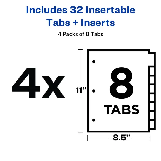 Avery Big Tab Insertable Extra Wide Dividers for 3 Ring Binders, 8-Tab Sets, Multicolor Tabs, 4 Sets (21939) {5}
