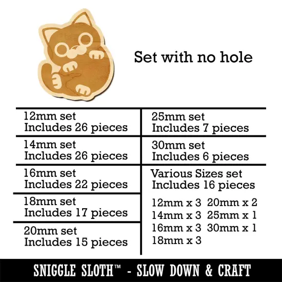 Round Cat Playful Mini Wood Shape Charms Jewelry DIY Craft {1}
