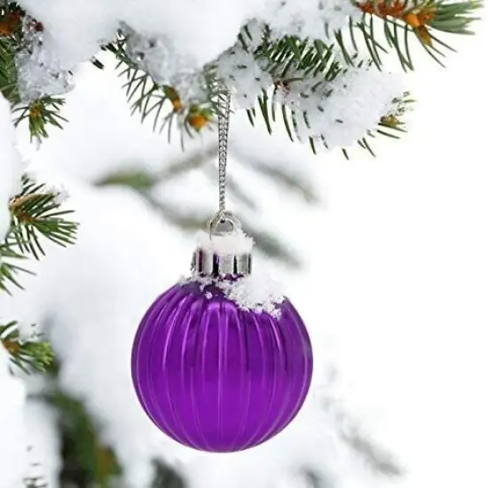34-Piece Christmas Glitter Ball Ornaments (1.5") Xmas Tree Decorations Purple {3}