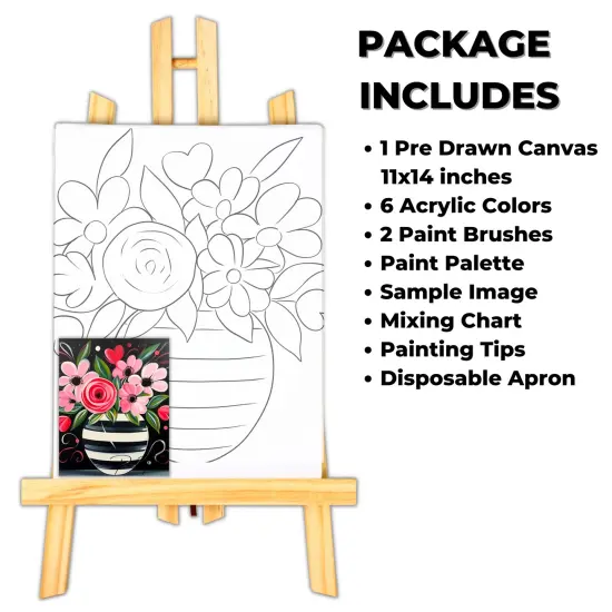 "Spring Vase" DIY Canvas Art Kit, Adult Beginner, Acrylic Paint Size 11x14 inch {2}