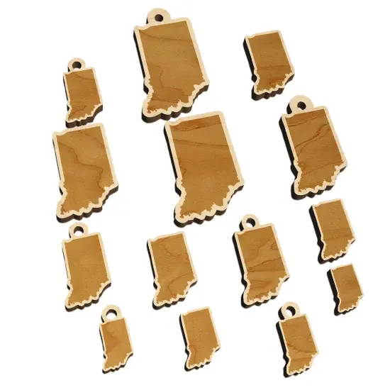 Indiana State Silhouette Mini Wood Shape Charms Jewelry DIY Craft {7}
