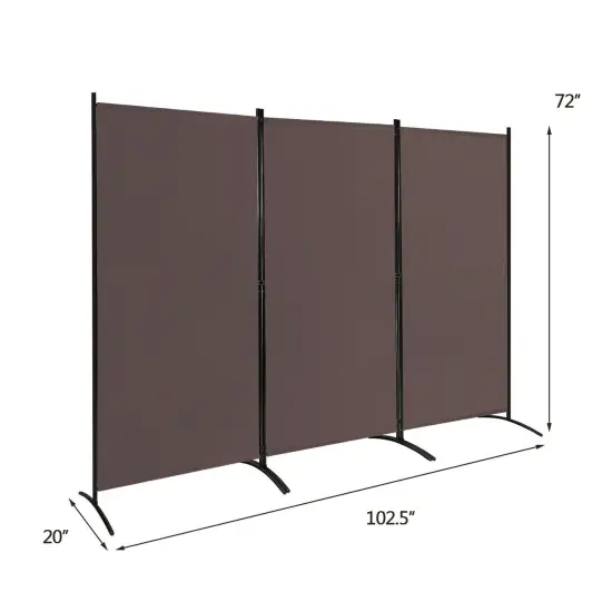 3-Panel Room Divider Folding Privacy Partition Screen for Office Room Brown {4}