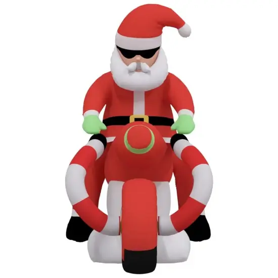 62.2" Christmas Inflatable Santa on Motorcycle with LED Lights {2}