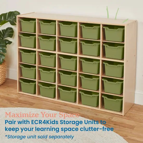 Scoop Front Storage Bins, Multipurpose Organization, 25-Pack Fern Green {5}