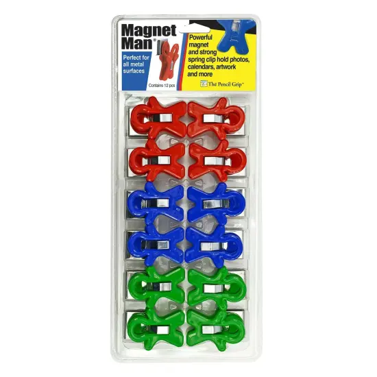 Magnet Man Magnetic Clip, Assorted Colors, Clamshell, Pack of 12 {1}