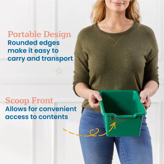 Scoop Front Storage Bins, Multipurpose Organization, 10-Pack Green {4}