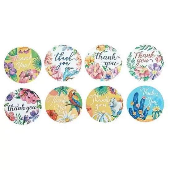 500 Assorted 1.5" Round Self Adhesive Thank You Stickers {1}