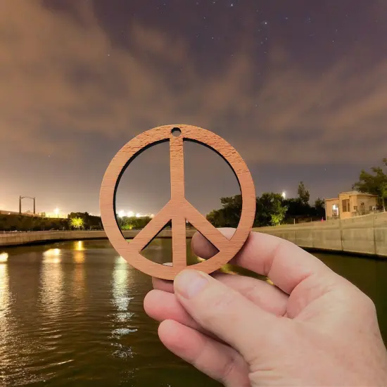 Peace Symbol - Cedar Ornament {6}