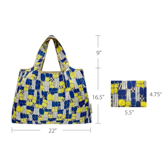 Wrapables Large Foldable Tote Nylon Reusable Grocery Bags, Yellow Abstract {2}