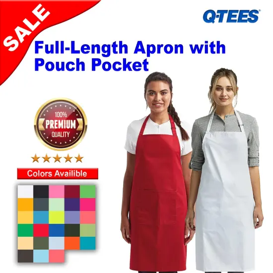 Q-Tees&reg; Full Length Apron With Pounch Pocket Sleeveless {2}