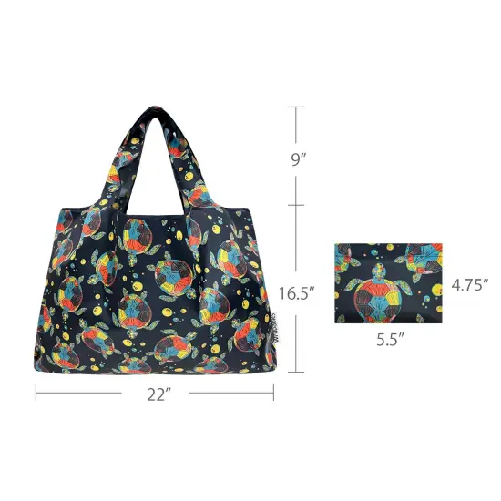 Wrapables Large Foldable Tote Nylon Reusable Grocery Bags, Sea Turtles {2}
