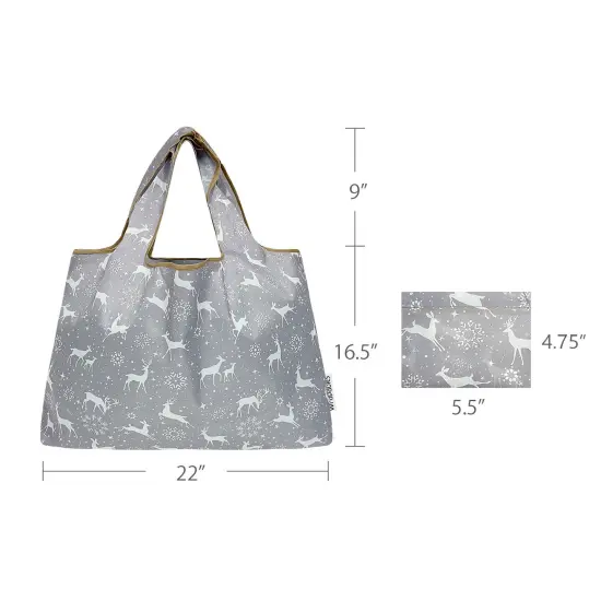 Wrapables Large Foldable Tote Nylon Reusable Grocery Bags, Dancing Deer {2}