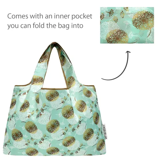 Wrapables Large Foldable Tote Nylon Reusable Grocery Bags, Dandelion {5}