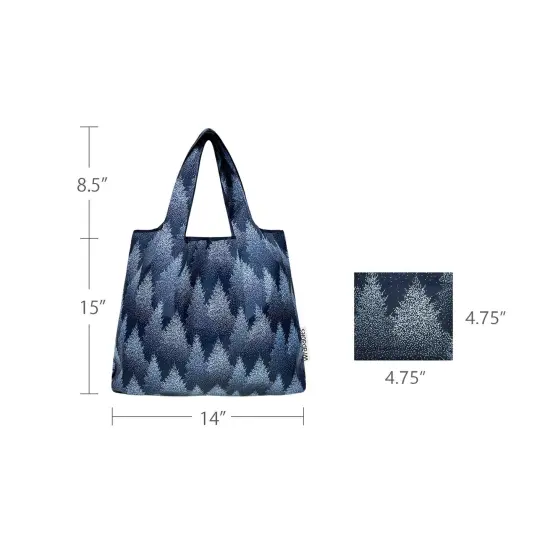 Wrapables Medium Foldable Tote Nylon Reusable Grocery Bag (Set of 2), Winter Wonderland {2}