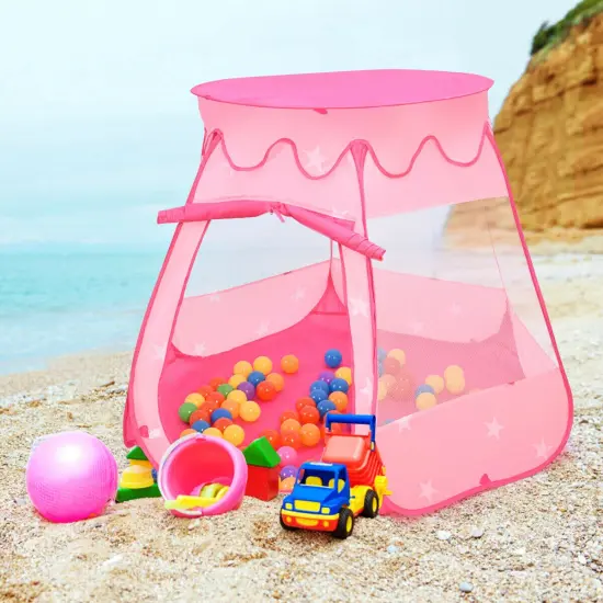 Pink Portable Kid Play House Play Tent with 100 Balls {3}