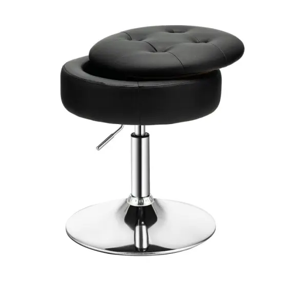 Adjustable 360&deg; Swivel Storage Vanity Stool with Removable Tray Pink {2}