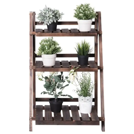 3 Tier Outdoor Wood Design Folding Display Flower Stand {2}