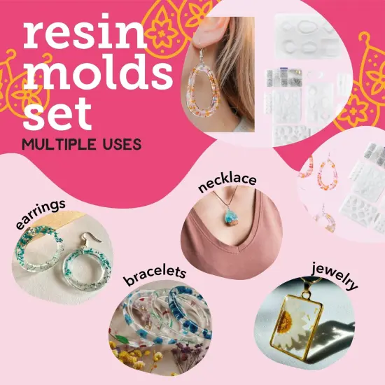 Incraftables Epoxy Resin Molds Kit Bundle. Silicone Resin Kit with Molds including 24pcs Molds, Earring, Keychain, Bracelet & DIY Jewelry Making Supplies. Large Epoxy Resin Kits and Molds Complete Set {4}