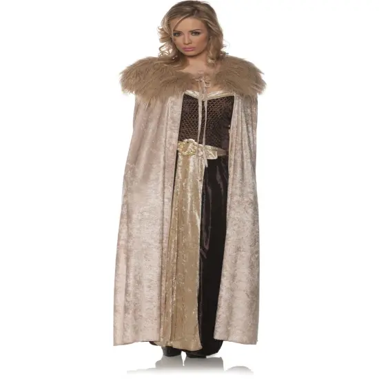 Queen Of Thrones Renaissance Beige Cape With Fur Shawl Costume Accessory {1}